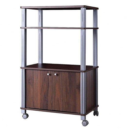 Microwave Rack Stand Rolling Storage Cart-Walnut W2B