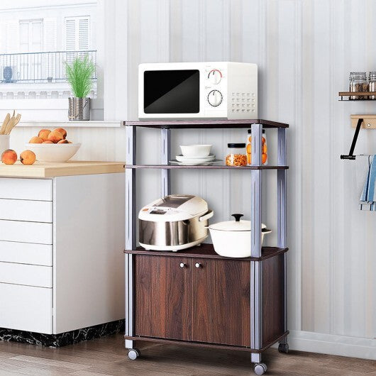 Microwave Rack Stand Rolling Storage Cart-Walnut W2B