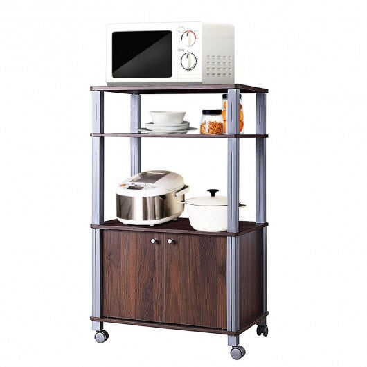 Microwave Rack Stand Rolling Storage Cart-Walnut W2B