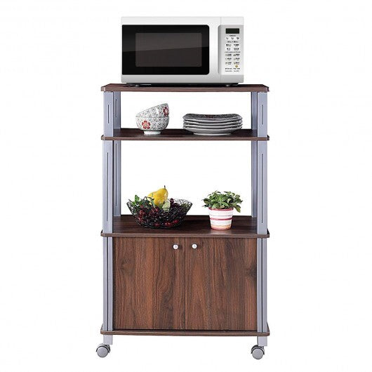 Microwave Rack Stand Rolling Storage Cart-Walnut W2B