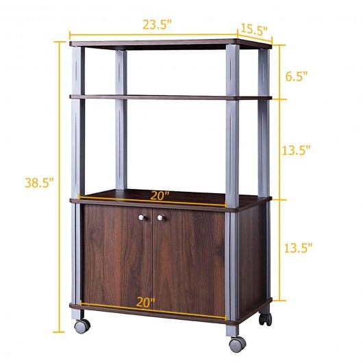 Microwave Rack Stand Rolling Storage Cart-Walnut W2B