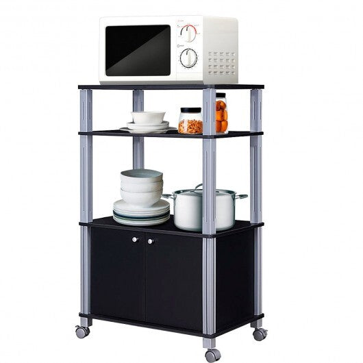 Microwave Rack Stand Rolling Storage Cart-Walnut W2B