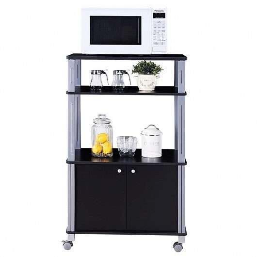 Microwave Rack Stand Rolling Storage Cart-Walnut W2B