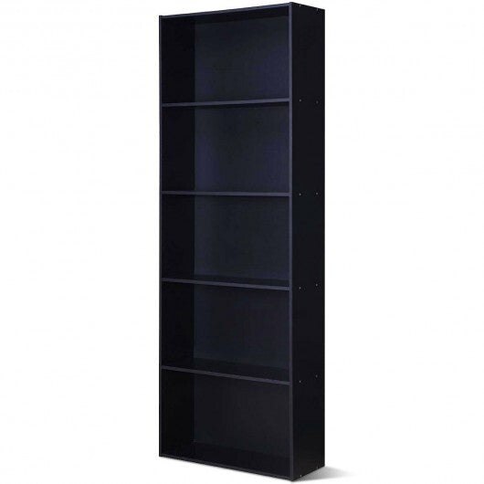 5-Shelf Storage Bookcase Modern Multi-Functional Display Cabinet-White W2B