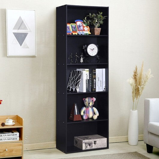 5-Shelf Storage Bookcase Modern Multi-Functional Display Cabinet-White W2B