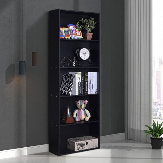 5-Shelf Storage Bookcase Modern Multi-Functional Display Cabinet-White W2B