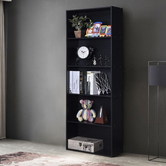 5-Shelf Storage Bookcase Modern Multi-Functional Display Cabinet-White W2B