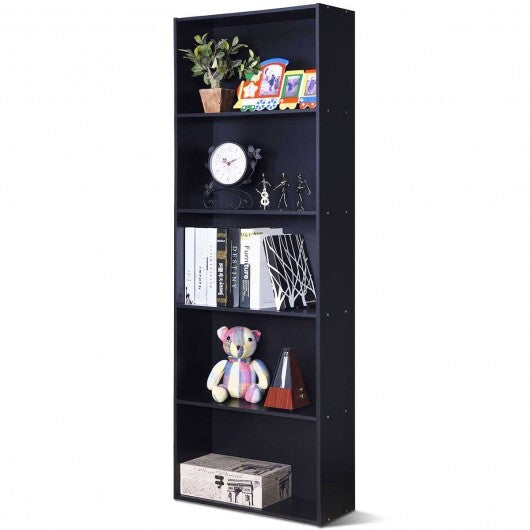 5-Shelf Storage Bookcase Modern Multi-Functional Display Cabinet-White W2B