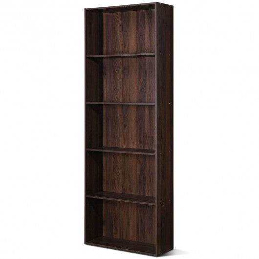 5-Shelf Storage Bookcase Modern Multi-Functional Display Cabinet-White W2B