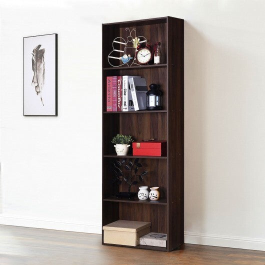 5-Shelf Storage Bookcase Modern Multi-Functional Display Cabinet-White W2B
