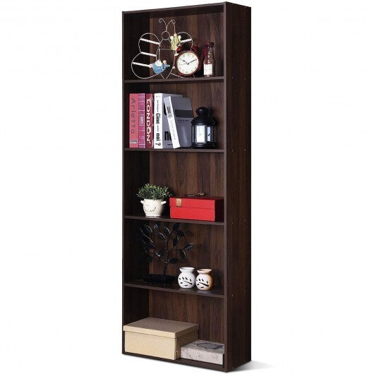 5-Shelf Storage Bookcase Modern Multi-Functional Display Cabinet-White W2B