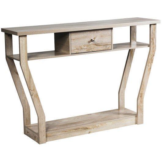 Modern Sofa Accent Table with Drawer-Gray - Color: Gray W2B