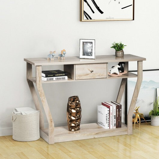 Modern Sofa Accent Table with Drawer-Gray - Color: Gray W2B