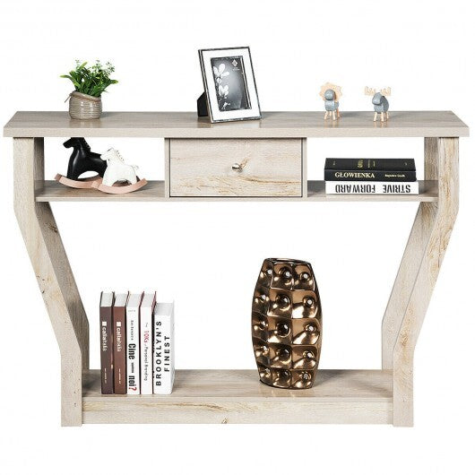 Modern Sofa Accent Table with Drawer-Gray - Color: Gray W2B