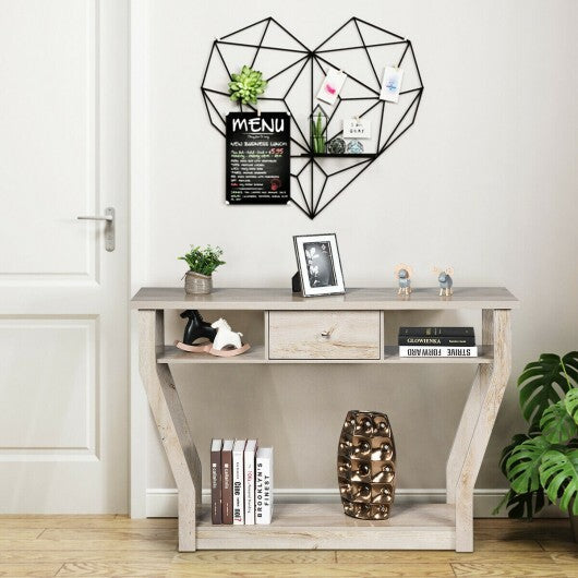 Modern Sofa Accent Table with Drawer-Gray - Color: Gray W2B