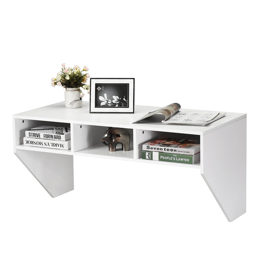 Wall Mounted Floating Computer Table Desk Storage Shelf-White - Color: White W2B