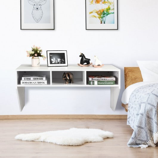 Wall Mounted Floating Computer Table Desk Storage Shelf-White - Color: White W2B