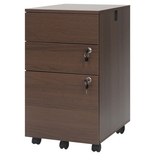 3 Drawer Filing Cabinet Locking Pedestal Desk -Black W2B