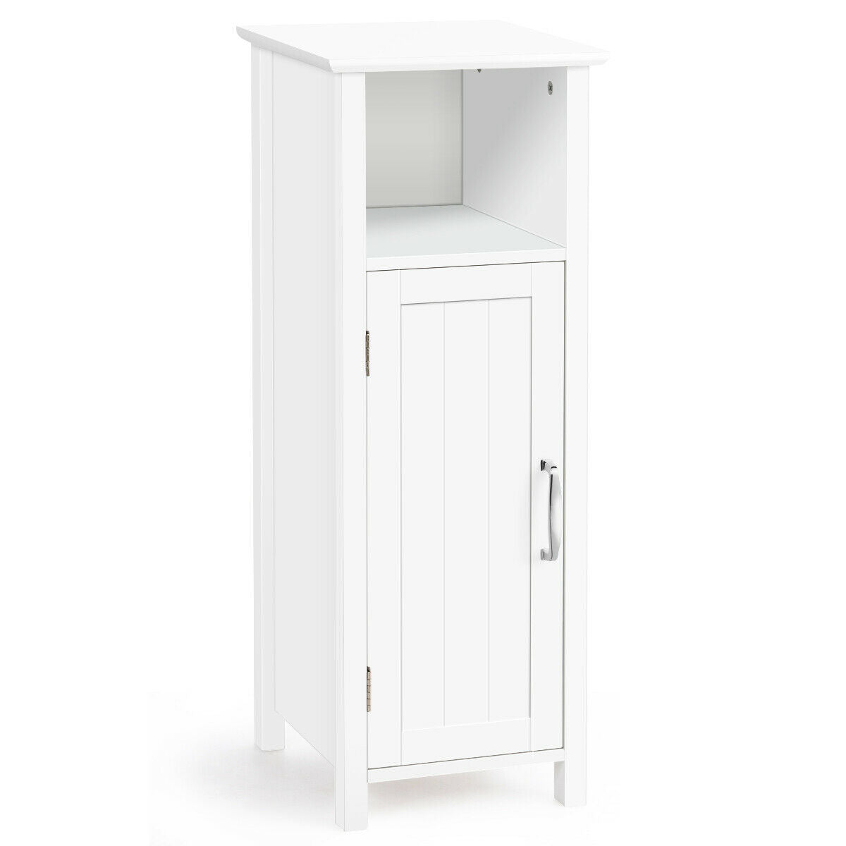 1-Door Freestanding Bathroom Cabinet with Open Shelf - Color: White W2B