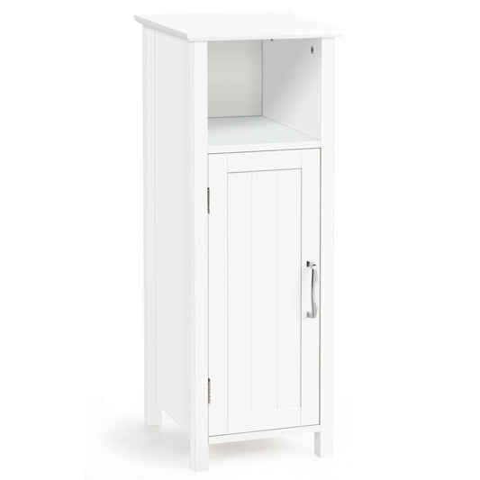 1-Door Freestanding Bathroom Cabinet with Open Shelf - Color: White W2B