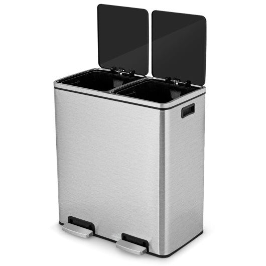 16 Gallon Dual Step Trash Can-Black W2B