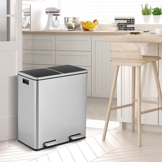 16 Gallon Dual Step Trash Can-Black W2B