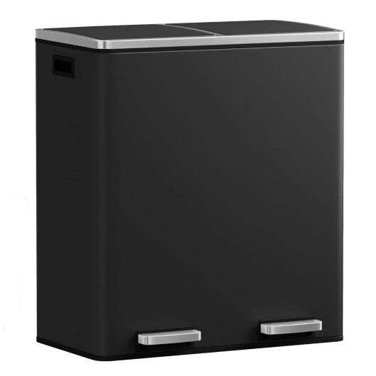 16 Gallon Dual Step Trash Can-Black W2B