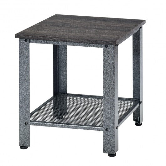 Industrial End Table 2-Tier Side Table-Black W2B