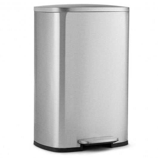 13.2 Gallon Stainless Steel Trash Garbage Can with Bucket - Color: Silver W2B