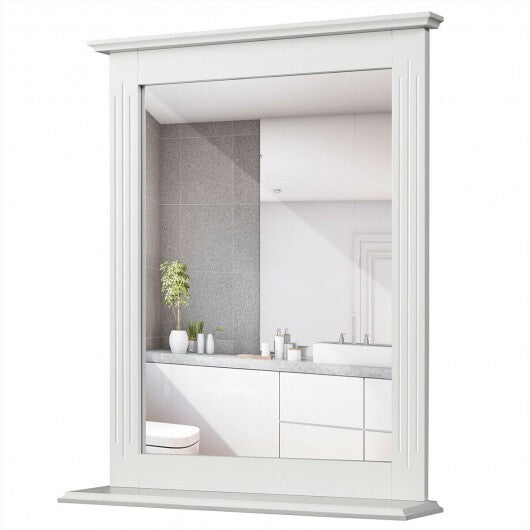 Wall-Mounted Multipurpose Vanity Mirror with Shelf-White W2B