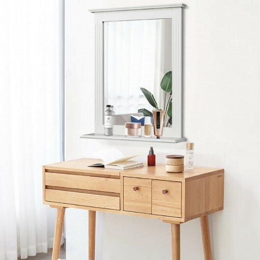 Wall-Mounted Multipurpose Vanity Mirror with Shelf-White W2B