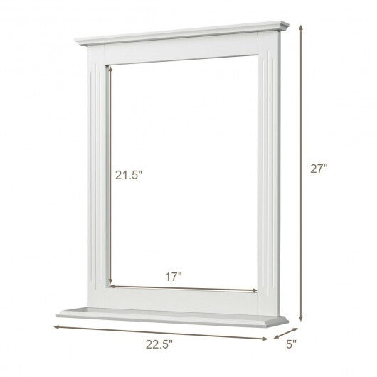 Wall-Mounted Multipurpose Vanity Mirror with Shelf-White W2B