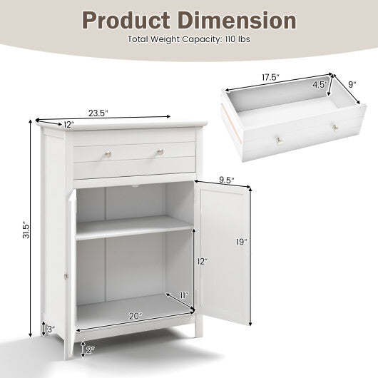 Free Standing Bathroom Storage Cabinet with Large Drawer W2B