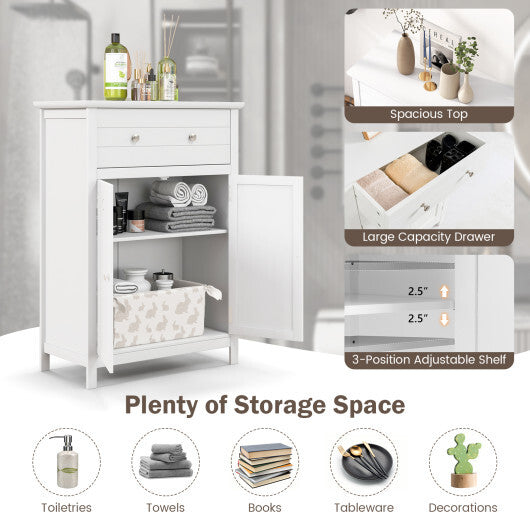 Free Standing Bathroom Storage Cabinet with Large Drawer W2B