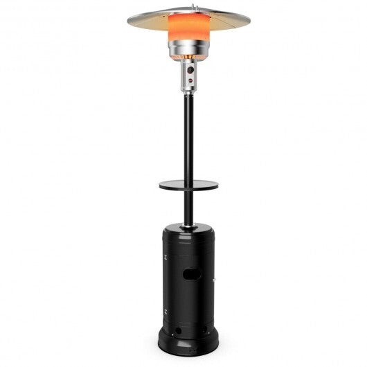 Outdoor Heater Propane Standing LP Gas Steel with Table & Wheels-Gray W2B