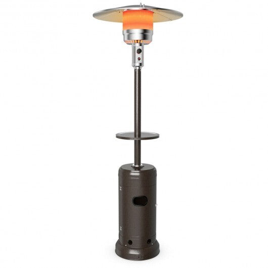 Outdoor Heater Propane Standing LP Gas Steel with Table & Wheels-Gray W2B