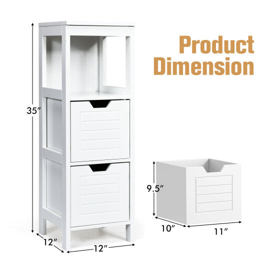 Bathroom Wooden Floor Cabinet Multifunction Storage Rack Stand Organizer-Black W2B