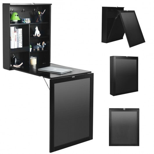 Convertible Wall Mounted Table with A Chalkboard-White W2B