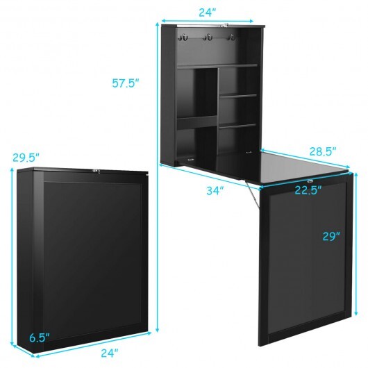 Convertible Wall Mounted Table with A Chalkboard-White W2B