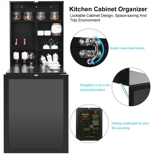 Convertible Wall Mounted Table with A Chalkboard-White W2B