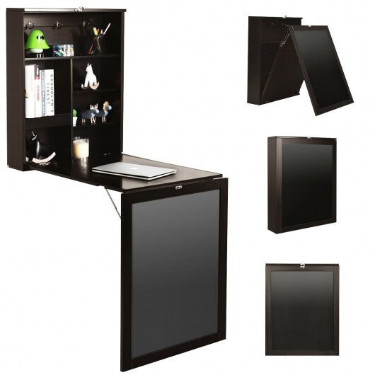 Convertible Wall Mounted Table with A Chalkboard-White W2B