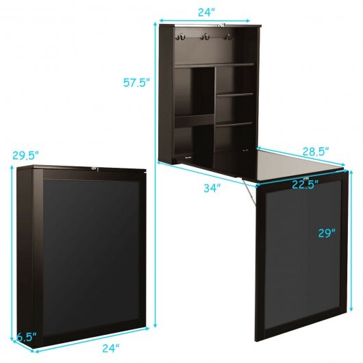 Convertible Wall Mounted Table with A Chalkboard-White W2B