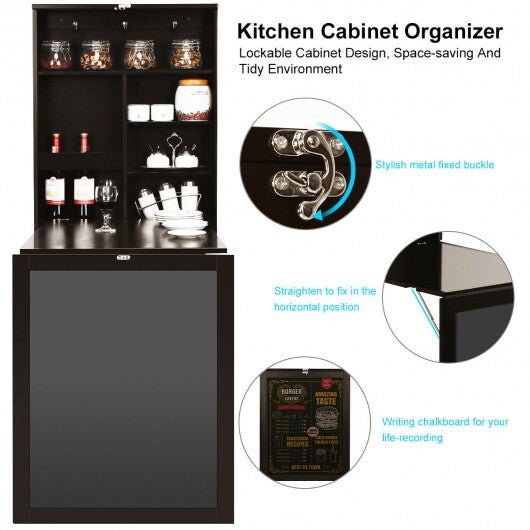 Convertible Wall Mounted Table with A Chalkboard-White W2B