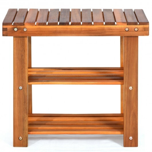 3-Tier Wood Shoe Rack 19' Shoe Bench Boots Organizer W2B