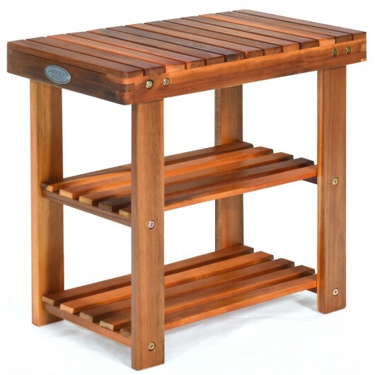 3-Tier Wood Shoe Rack 19' Shoe Bench Boots Organizer W2B
