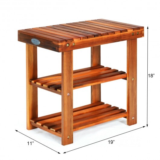 3-Tier Wood Shoe Rack 19' Shoe Bench Boots Organizer W2B