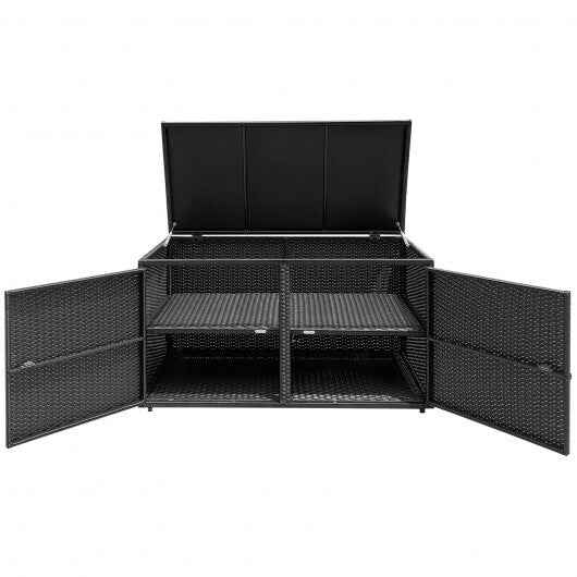 88 Gallon Garden Patio Rattan Storage Container Box-Black - Color: Black W2B