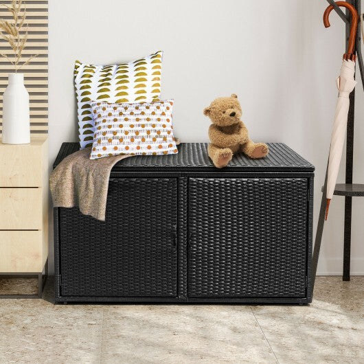 88 Gallon Garden Patio Rattan Storage Container Box-Black - Color: Black W2B