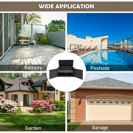88 Gallon Garden Patio Rattan Storage Container Box-Black - Color: Black W2B