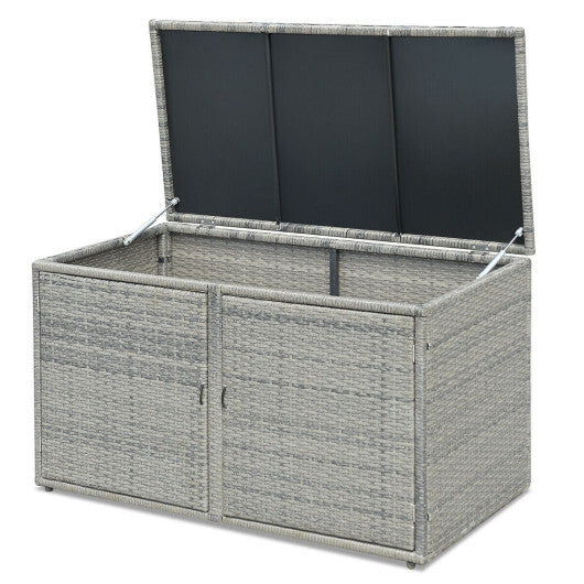 88 Gallon Garden Patio Rattan Storage Container Box - Color: Gray W2B
